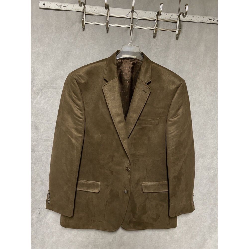 Chaps Blazer‎ Men 46R Camel Brown 2 Btn Suede Career Casual Ralph Lauren Luxury